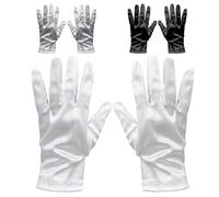 6 Pieces Short Satin Gloves Silk Opera Gloves 3 Pairs 1920s Bridal Fancy Dress Halloween Costume Wedding Prom Opera Gloves Wrist Short Classic Gloves Adult Unisex Skincare Soft Black White Silver