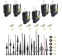 6 Pieces Silent Quartz Clock Movement, Clock Mechanism Kit Battery Powered, Long and Short Shaft Wall Clock Mechanism Motor Replacement DIY Repair Parts