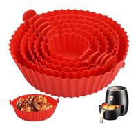 6 Pieces Silicone Oven Liner Reusable Non-Stick, Air Fryer Liner Mess-Free Up to 200°C Airfryer Liners Accessories Set Suitable for Hot Fryers, Baking Trays, Ovens and Microwave Ovens