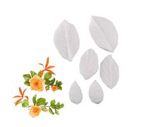6 Pieces Silicone Rose Flower Leaves Veiner Cake Fondant Embosser Mold Sugarcraft Decorating, Chocolate Baking Mould Tool Clay Craft Gum Pastry Cupcake Topper Decor Molds