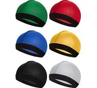 6 Pieces Silky Wave Caps for Men Kids 360 Wave Durag Cap Elastic Wave Velvet Hat (Red, Gold, Royal Blue, Silver, Green, Black)