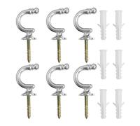 6 Pieces Silver Curtain Hooks, Fixing Straps and Tie Backs for Rooms