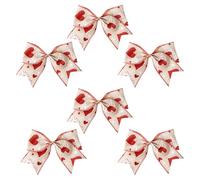 6 Pieces Small Valentine's Day Bows for Wreath,Red Burlap Gift Bow for Valentines,Love Hearts Buffalo Plaid Bows for Wreaths,for Valentine's Day Anniversary Wedding Party Decoration
