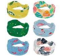 6 Pieces Soft Wide Hairbands, Turban Headbands for Women, Twisted Knot Cross Headband, Colorful Easter Eggs Stretchy Headwraps, Fashion Hair Accessories