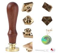 6 Pieces Solid Sealing Wax Stamp Head,Brass Blank Wax Seal Stamp kit,Rectangle,Square,Hexagon,Pentagon,Rhombus and Triangle for DIY Artwork,Envelope Letters