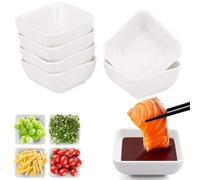 6 Pieces Soy Sauce Dish, 7.3 x 2.7 cm Square Dip Bowls, Small Mini Dipping Bowls,Dishwasher Safe Small Serving Dish,Dip Bowl for Tapas,Dining and Party, 7.3cm Side Seasoning Dish for Sushi Snacks