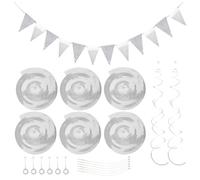 6 Pieces Spiral Garland, 1 Piece Train Flag, Hanging Party Decorations, Hanging Swirl Pendants for Birthday, Hanging Foil Swirl Decorations, Party Spiral Decoration Accessories