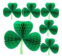 6 Pieces St. Patrick 's Day Shamrock Honeycomb Hanging Ornaments Luck Green Clover Tissue Decor for Outdoor Indoor Decorations