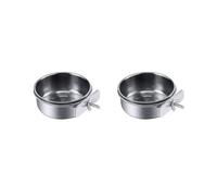 6 Pieces Stainless Steel Bird Feeding Dish Cups, Feeder Parakeet Food Water Bowls with Clamp Holder & Bird Spoon