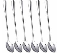 6 Pieces Stainless Steel Long Handled Latte Spoons Set, Silverware Tea Coffee Spoon, Cake Dessert Hot Chocolate Sundae Dining Spoons, Kitchen Cutlery Set, Tableware Dishwasher Safe 7.5in
