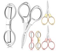 6 Pieces Stainless Steel Scissors Anti-Rust Folding Scissors Glasses-Shaped Mini Shear for Home and Travel Use (3 Colors)