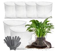 6 pieces stainless steel vole grid, 45 x 40 cm and 50 x 45 cm, vole basket, root protection, vole grid for raised bed, mouse grid with gloves to protect the roots of trees, flowers and vegetables