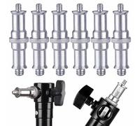 6 Pieces Standard 1/4 to 3/8 inch Metal Male Convertor Threaded Screw Tripod Adapter Spigot Stud for Flash Holder, Studio Light Stand, Ball Head, Hotshoe/Coldshoe Adapter, Wireless Flash Receiver