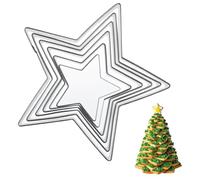 6 Pieces Star Cookie Cutters, Stainless Steel Five-Pointed Shaped Cutter, 3D Christmas Tree Cookie Cutter Set, 4th of July Cookies Cutters, Holiday Cookies Cutter's for Christmas