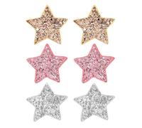 6 Pieces Stars Hairs Clip Set Star Hair Clips Y2k Star Non-slip Snap Hair Clips Cute Glitter Kawaii Rave Accessories for Girls and Women Party Birthday Gift Supplies - Champagne Pink Silver