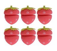 6 Pieces Strawberry Pattern Heat Free Curler Soft Sponge Wrap Sleeping Curling Kit for Long Hair Morning Opportunity Beauty Hair Decoration Design for Gift Wife Sisters Girls Daily Volume Up