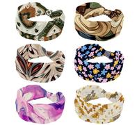 6 Pieces Stretch Sport Headband for Women West Style Vintage Cowboy Hats Pattern Soft Headband Non-Slip Hairband Hair Accessories Twist Knotted Hairwrap