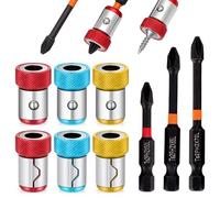 6 Pieces Strong Magnetic Screw Ring With 3 Pieces Ph2 Screwdriver Bit Set, 1/4 Inch/6.35 mm Universal Magnetizer Screw Removable for Hex Screwdriver and Power Bits