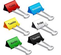 6 Pieces Teacher Essentials Large Binder Clips 2 Inches Teacher Binder Paper Clips Office School Supplies Classroom Management Teacher Supplies（Days of Week）