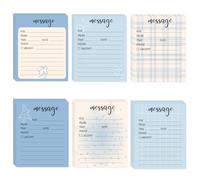 6 Pieces Telephone Message Sticky Notes Pads 4 x 5 Inch Self Adhesive Book Call Back Notepad for Work Call, Office Supplies 50 Sheets/Pack 6 Design (Blue)