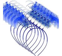 6 Pieces Tinsel Wrapped Ponytails Headbands Costume Party Headwear Accessory Halloween Head Bopper Halloween Holiday Costume Blue
