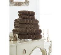6 Pieces Towels Set Egyptian Cotton 700gsm Extra Soft Luxury Miami (2 x Bath Sheets, 2 x Bath Towels And 2 x Hand Towels) Chocolate
