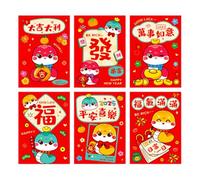 6 Pieces Traditional New Year Money Packets 2025 Snake Themed Redness Envelopes Chinese Spring Festival Hongbao Hongbao Bags