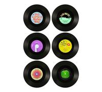6 Pieces Vinyl Record Coasters, Black Coasters, Thermal Insulation Anti-slip Mats, Tea Coasters, Plastic Coasters, Personalized Coasters, Coffee Table Decoration