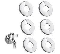 6 Pieces Wall Split Flange,Stainless Steel Chrome Pipe Covers,Round Split Pipe Cover,Escutcheon Plate for Diameter Pipes,Suitable for Kitchen Bathroom Pipes Faucet Sinks Basins Drainage Ports(28mm)