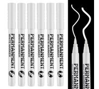6 Pieces White Permanent Marker Pens, Waterproof White Marker Pens, White Acrylic Pens Quick Dry, Smooth Paint Pens Thick for Black Paper, Water Based Ink Pens for Cardboard Painting DIY Handmade