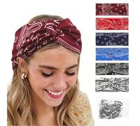 6 Pieces Wide Hair Band Scarfs, Elastic Knotted Headbands, Multicolour