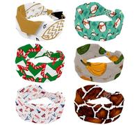 6 Pieces Wide Headbands for Women, Cute Penguin Non Slip Workout Headband, Elastic Hair Bands, Sweat Yoga Hairband, Knotted Head Wraps for Girl Ladies