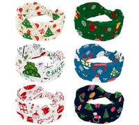6 Pieces Wide Headbands for Women Non Slip Turban Headband Merry Christmas Elastic Hair Bands Yoga Hairband Sweat Sports Workout Headwrap