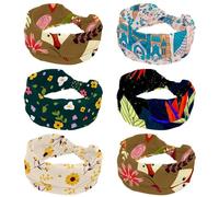 6 Pieces Wide Headbands for Women Non Slip Turban Headband Westminster Abbey with Flowers Pattern Elastic Hair Bands Yoga Hairband Sweat Sports Workout Headwrap