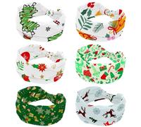 6 Pieces Women’s Headbands Elastic Wide Headband Merry Christmas Bells Non-Slip Hairband Moisture-Wicking Workout Head Band for Yoga, Gym, Running, Fitness, Sport