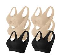 6 Pieces Women's Sports Bra Sale Clearance, Ladies Seamless Underwear Full Coverage Medium Support Yoga Bras Hollow Out Bralette Removable Pads Tank Top Plus Size Sleep Bras Workout Fitness Bra