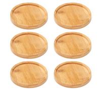 6 Pieces Wooden Coasters and Candle Holders - Round Trays, Christening Holders, Decorative Accessories (Wood Color)