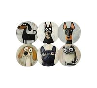 6 Pieces Wooden Coasters Handmade Thick Heat Resistant Cute Dogs Office Bar Farmhouse Coasters for Table Protector