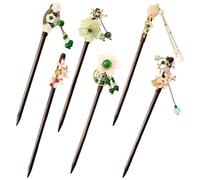 6 Pieces Wooden Flower Hair Sticks Chinese Traditional Handmade Hair Pins Forks Chopsticks Headpieces for Women Girls