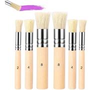 6 Pieces Wooden Stencil Brush Set,Natural Bristle Paint Brushes,Versatile Bristle Acrylics Stipple Brush for Acrylic,Oil and Watercolor Painting,DIY Art and Crafts,Card Making,Canvas