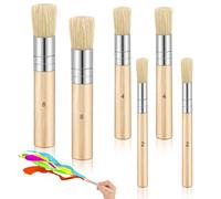 6 Pieces Wooden Stencil Brushes Set Natural Bristle Paint Brushes art painting bristle brushes for Acrylic Painting, Oil Painting, Watercolor Painting, Card Making, DIY Art Crafts Projects, 3 Sizes