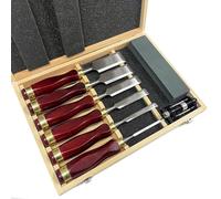 6-Pieces Woodworking Wood Chisel Set Carving Chisel Kit with Wooden Box, Honing Guide, Sharpening Stone, Razor Sharp CR-V 60 Steel Blades for Carpenter Craftsman