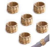 6 Pieces Woven Napkin Rings, Natural Napkin Rings, Handmade Napkin Rings, Creative Napkin Rings, Napkin Buckle, for Table Decoration, Wedding Party, Everyday Life, 5 x 4 cm