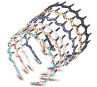 6 Pieces Zigzag Headbands for Women Shark Tooth Comb Hairbands Wrapped Cloth Hairbands Wave Shape Plastic Hair Band Hair Accessory(Chic Pattern)