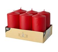 6 Pillar Candles Diameter 60 mm 115 mm Red
