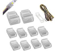 6 pin led Connector 12mm Wide Unwired Gapless Solderless Strip to Wire Quick Connectors Adapter With 5m Extension Cord for Waterproof or Non-Waterproof RGB WW or RGB+CCT LED Strip Lights-10Packs
