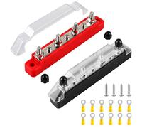 6-Pin Single Row Busbar Distribution Block, Bus Bar 12V-48V, Pack of 2 Red Black Busbar 150 A, Busbar with M6 Connection Bolts for Car, RV, Boat Yacht