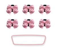 6 Pink Bow Car Decorations, 1 Rearview Mirror Protective Cover, Cute Car Hanging Decorations, Air Outlet Aromatherapy Jewelry, Car Decorations.