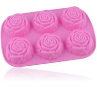 6 Pink Flower Silicone Bakeware Mould Mould Tray for Cake/Chocolate/Candy/Jelly/Ice/Cookie Muffin and Cupcake Tins and Moulds