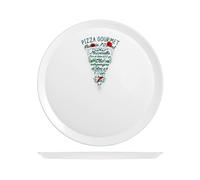 6 Pizza Plates In Opal, Slice Decoration 33.5 Cm White Bormioli Rocco